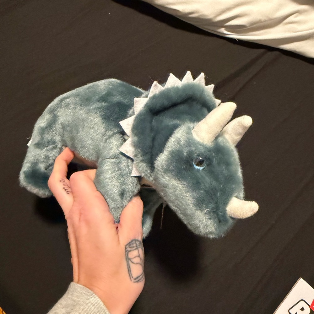 Demdaco Teal and Gray Dinosaur Plush- NWT